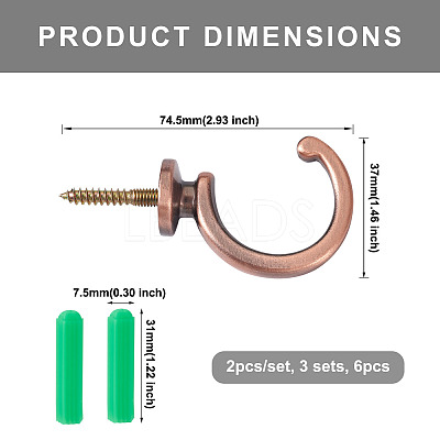 16Pcs 2 Style Zinc Alloy Hook Hanger FIND-SW0001-04R-1