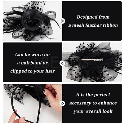 Polyester Mesh Veil Hair Bands OHAR-WH0034-12A-1