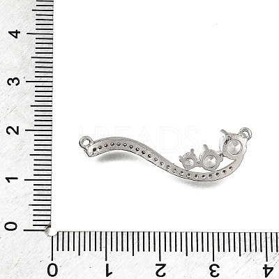 Brass Micro Pave Clear Cubic Zirconia Connector Charms CU-CBA3569-04P-D-1