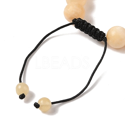10mm Round Natural Yellow Jade Braided Bead Bracelets BJEW-C067-01C-12-1