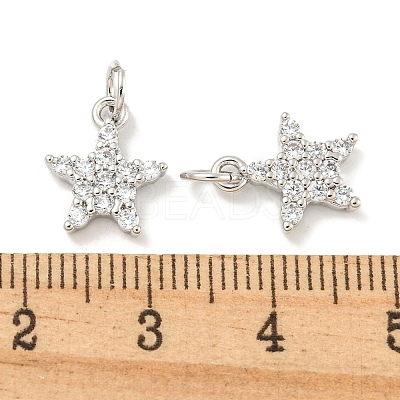 Rack Plating Brass Micro Pave Clear Cubic Zirconia Pendants KK-B093-12B-P-1