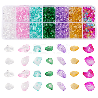 84G 7 Colors Spray Painted Transparent Glass Beads Strands GLAA-GO0001-18-1