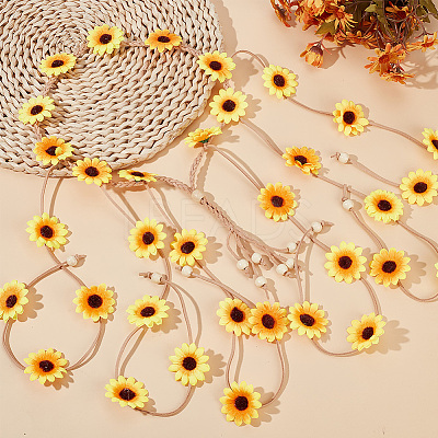 2Pcs 2 Styles Cloth Flower Hippie Headband Floral Crown OHAR-CP0001-18B-1