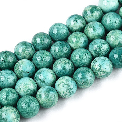 Dyed Synthetic Fossil Beads Strands G-T139-8mm-66E-1