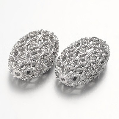 Hollow Brass Micro Pave Cubic Zirconia Beads ZIRC-L037-61P-FF-1