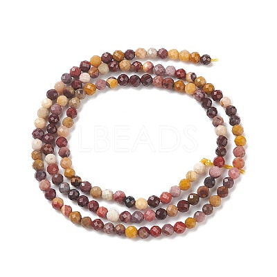 Natural Mookaite Faceted Round Beads Strands G-A129-2mm-19-1-1