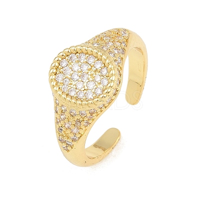 Brass Micro Pave Cubic Zirconia Cuff Rings for Women LS-CU-CBA0A21-04G-1