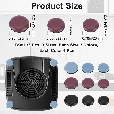 36Pcs 9 Styles Teflon & Rubber & EVA & Oil Glue Self-adhesive Furniture Protection Pads AJEW-CN0002-92-1