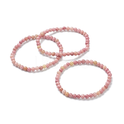 Natural Wood Lace Stone Beaded Stretch Bracelets BJEW-D446-A-27-1