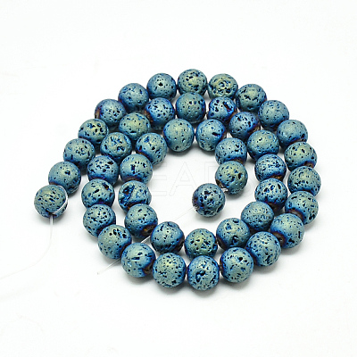 Electroplate Natural Lava Rock Beads Strands G-T058-03C-6MM-1