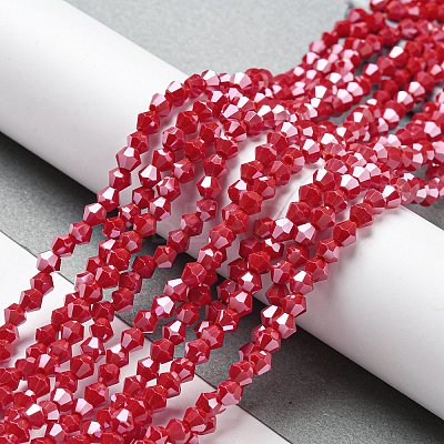 Opaque Solid Color Electroplate Glass Beads Strands EGLA-A039-P4mm-A02-1