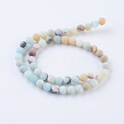 Frosted Natural Flower Amazonite Round Bead Strands X-G-E334-6mm-09-1