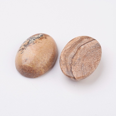 Natural Picture Jasper Flat Back Cabochons G-G741-30x40mm-07-1