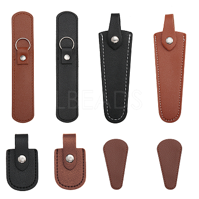 8pcs 7 Style Imitation Leather Protective Scissors Cover AJEW-CA0003-38-1