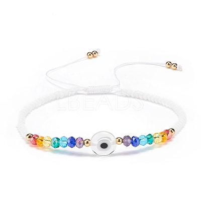 Lampwork Evil Eye & Glass Beaded Bracelet BJEW-JB08367-06-1