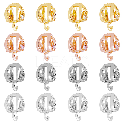 16Pcs 4 Colors Rack Plating Brass Micro Pave Cubic Zirconia Hanger Links KK-DC0003-65-1