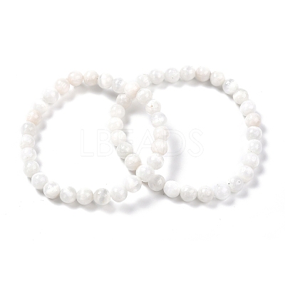 Natural Selenite Beaded Stretch Bracelets BJEW-F414-01A-02-1