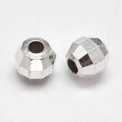 Faceted Round 925 Sterling Silver Beads STER-F012-02E-1