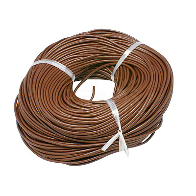 4mm Saddle Brown Color Cowhide Leather Beading Cords X-WL-A003-12-1