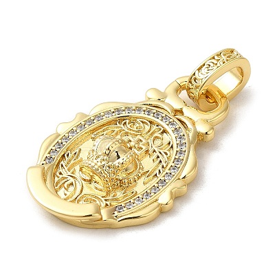 Rack Plating Brass Micro Pave Cubic Zirconia with Sea shell Pendants KK-Q795-15A-G-1