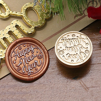 Merry Christmas Series Wax Seal Brass Stamp Head LS-AJEW-M037-01G-02-1