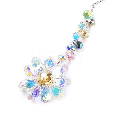 Glass Flower Hanging Suncatchers HJEW-C009-01A-1