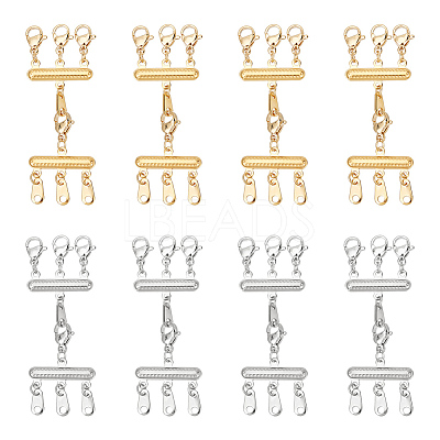 8Pcs 2 Colors 304 Stainless Steel Multi-strand Clasps with Lobster Claw Clasps FIND-UN0001-65-1
