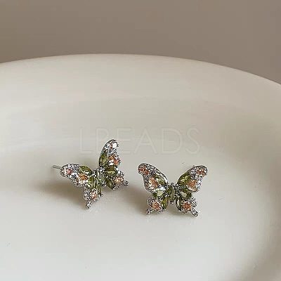 Alloy Rhinestone Stud Earrings for Women WGFE4A9-01-1