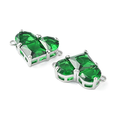 Brass Pave Cubic Zirconia Connector Charms KK-L208-04P-02-1