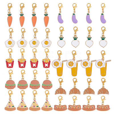40Pcs 10 Style Alloy Enamel Pendant Decoration HJEW-HY00062-1