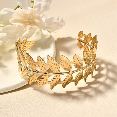 304 Stainless Steel Open Cuff Bangles for Women BJEW-Z083-02G-09-1