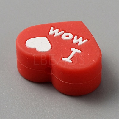 Heart with Word I Love Dad Silicone Beads SIL-WH0001-61A-1