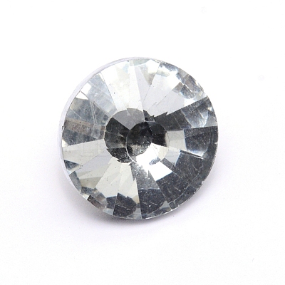 Glass Rhinestone Button BUTT-WH0015-21E-01-1