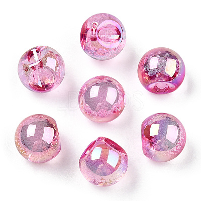 UV Plating Rainbow Iridescent Acrylic Beads OACR-G012-04A-1