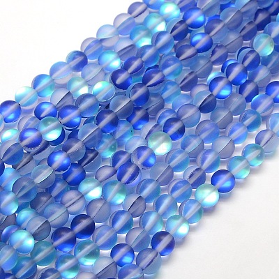 Synthetic Moonstone Beads Strands G-F142-10mm-08-1