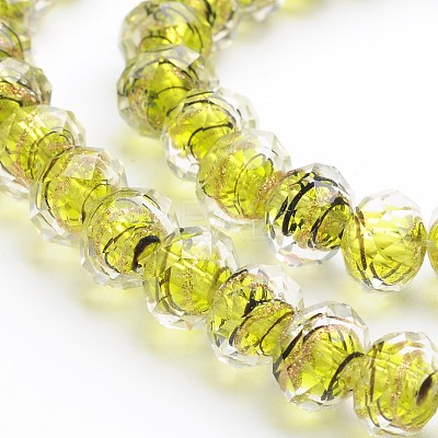 Handmade Gold Sand Lampwork Rondelle Beads Strands LAMP-I010-C-07-1