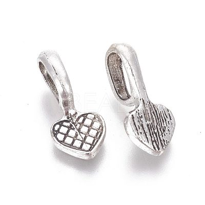 Tibetan Style Alloy Heart Glue-on Flat Pad Pendant Bails TIBEP-21438-AS-NR-1