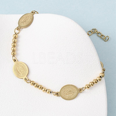 Religion 304 Stainless Steel Link Bracelets BJEW-F524-04B-G-1