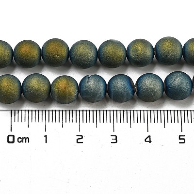 Electroplated Natural Agate Round Bead Strands G-M171-8mm-07-1