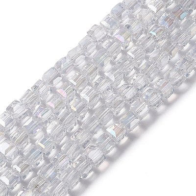 Electroplate Glass Beads Strands X-EGLA-D018-8x8mm-01-1