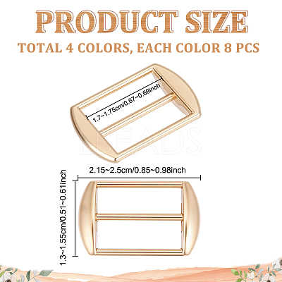 32Pcs 4 Colors Alloy Tri-Glide Adjuster Buckles FIND-GA0008-45-1