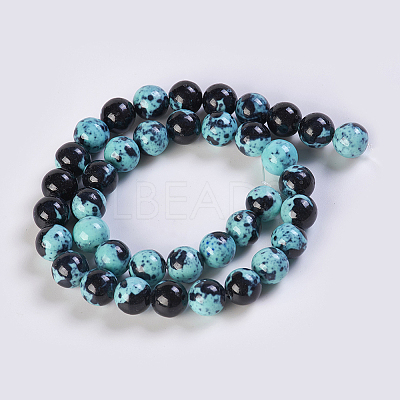 Natural Ocean White Jade/Rain Flower Stone Beads Strands G-K254-A03-1