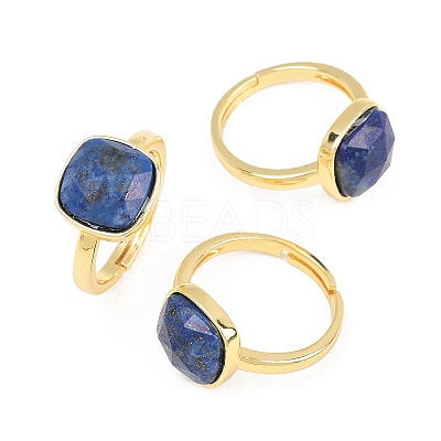 Natural Lapis Lazuli Finger Rings with Brass Findings G-H353-04G-02-1