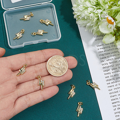 10Pcs Brass Micro Pave Cubic Zirconia Pendants KK-BBC0028-54-1