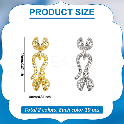 20Pcs 2 Colors Brass Hook and S-Hook Clasps KK-ME0002-92-1