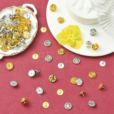 50Pcs 2 Colors Brass Butterfly Clutches Pin Backs KK-CJ0002-54-1