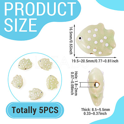 5Pcs Handmade Porcelain Beads PORC-TADJ0001-05F-1