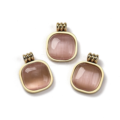 Real 14K Gold Plated 304 Stainless Steel Pendants STAS-R005-01G-03-1
