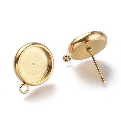 Ion Plating(IP) 304 Stainless Steel Stud Earring Settings STAS-I161-01D-G-1