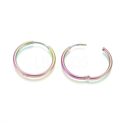 Ion Plating(IP) 304 Stainless Steel Huggie Hoop Earrings LS-EJEW-F111A-25mm-Y-1